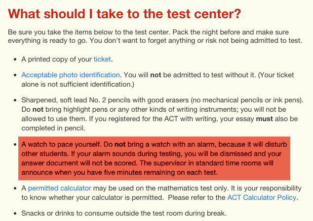 what is on the act