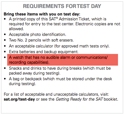 Sat Timing Chart